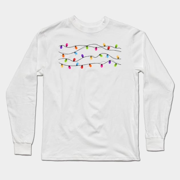 Colorful christmas glowing light bulb Long Sleeve T-Shirt by GULSENGUNEL